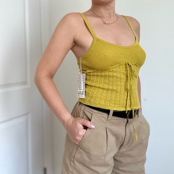 Sweater Knit Textured Cami with Tie Front Detail - Picture 3 of 8